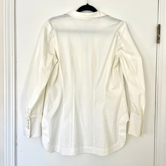 Lafayette 148 New York Ivory Button Up Shirt $448 Elegant Cuffs Women's Size 8‎ - Picture 6 of 8